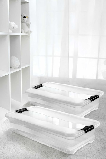 Keeper 2 Pack Crystal Clear Cornelia 33L Storage Box With Locking Clips (AG4509) | £34