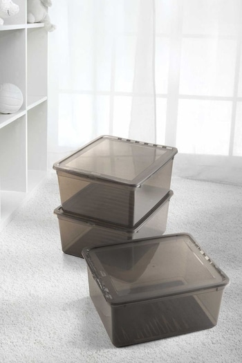 Keeper 3 Pack Crystal Grey Bea 18L Storage Box Set With Air Control System (AG4515) | £25