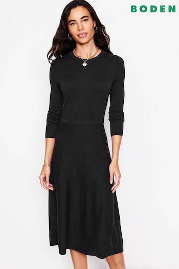 Boden Black/Animal Petite 100% Cotton Twisted Waist Jersey Dress (AG4731) | £110