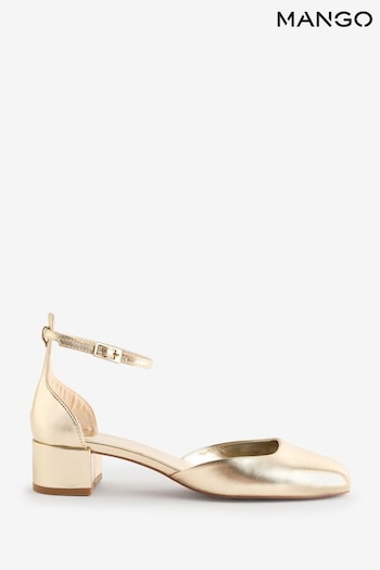 Mango Gold Patent Faux Leather Closed Toe Heels (AG4733) | £46