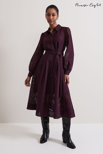 Phase Eight Burgundy Red Natalie Choses Shirt Dress (AG4846) | £139