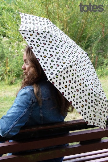 Totes Cream Compact Round Eco-Brella Umbrella (AG5023) | £22