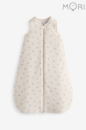 MORI Cream Floral Organic Cotton And Bamboo Zip 2.5 Tog Sleeping Bag (AG5178) | £55 - £75