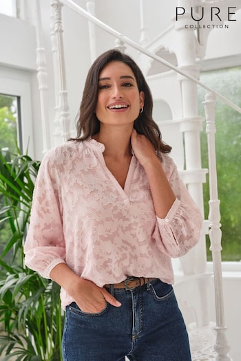 Pure Collection Loose Fit Pink Jacquard Blouse (AG5218) | £99