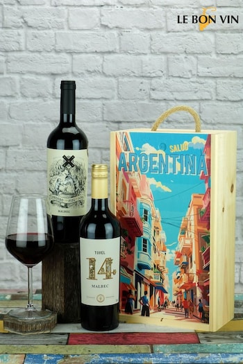 Le Bon Vin Argentinian Malbec 2 Bottle Wooden Gift Box (AG5361) | £48