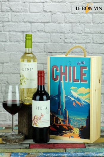 Le Bon Vin Chilean Estate Wines 2 Bottle Wooden Gift Box (AG5368) | £40