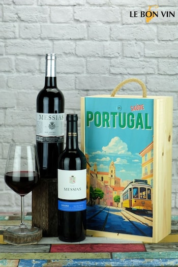 Le Bon Vin Portugese Red Wine 2 Bottle Wooden Gift Box (AG5383) | £48