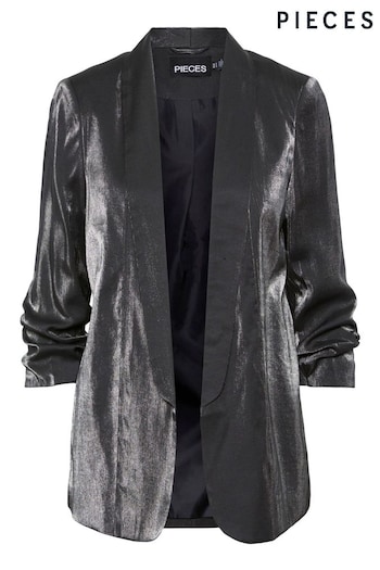 PIECES Black 3/4 Sleeve Shimmer Blazer (AG5396) | £44