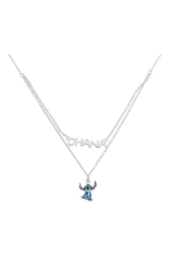 Peers Hardy Silver Tone Disney Lilo and Stitch Double Chain Pendant Necklace (AG5417) | £60