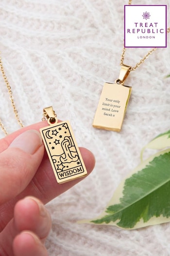 Personalised Wisdom Tarot Card Necklace by Treat Republic (AG5978) | £24