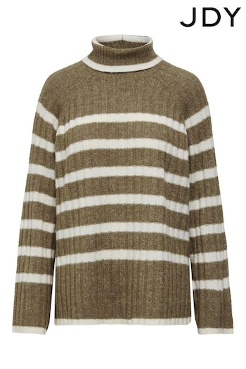 JDY Brown Stripe Roll Neck Jumper (AG7169) | £35