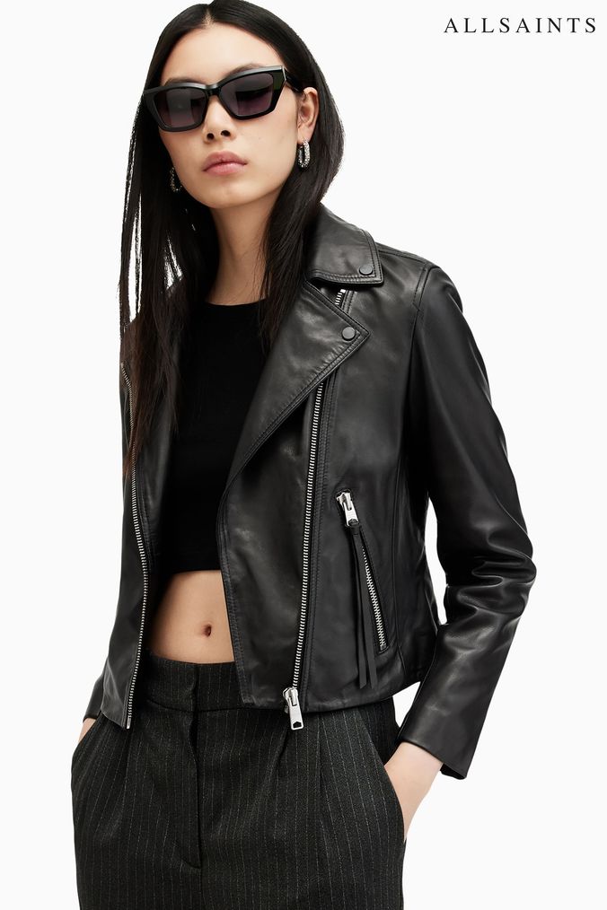 Leather jacket all saints sale new arrivals