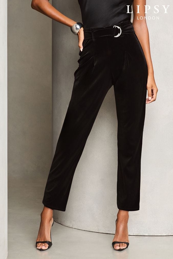 Buy Women s Black Velvet Trousers Online Next UK