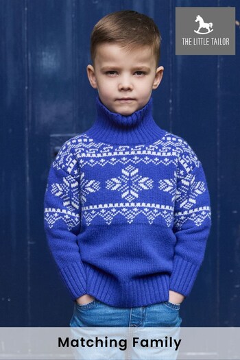 The Little Tailor Kids Snowflake Chunky 100% Cotton Slouch Christmas Jumper (AG8386) | £32 - £36