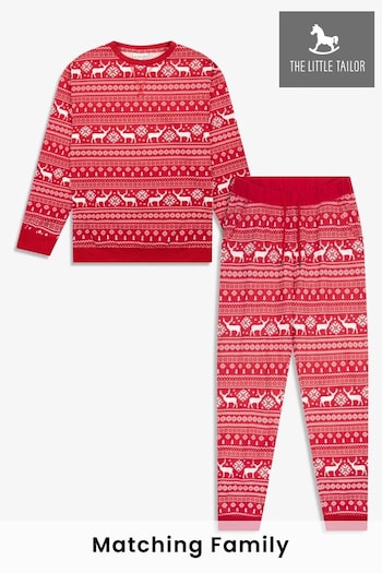 The Little Tailor Red Reindeer Christmas Fairisle Pyjamas (AG8398) | £36