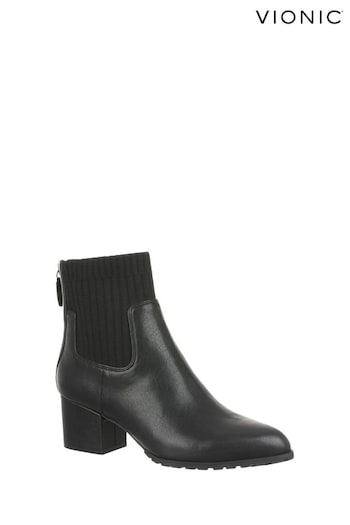 Vionic Wide Fit Barstow Leather Ankle Black Boots (AG8568) | £170