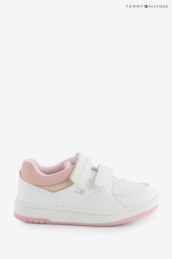 Tommy Ecru Hilfiger White Low Cut Velcro Trainers (AG9305) | £64 - £69