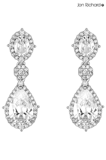 Jon Richard Silver Tone Cubic Zirconia Peardrop Earrings (AG9322) | £25