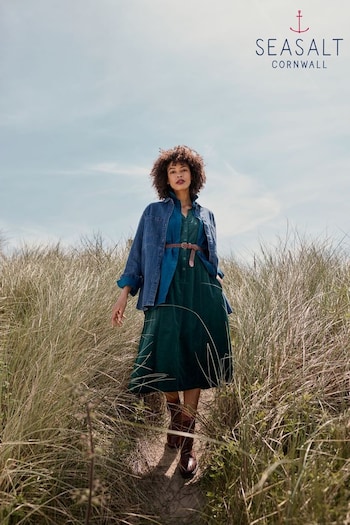 Seasalt Cornwall Teal Blue 100% Cotton Wightwick Dress (AG9443) | £86