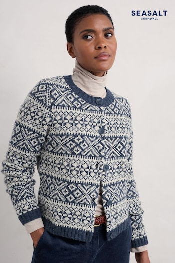 Seasalt Cornwall Blue Dawson Pick Cardigan Fairisle (AG9673) | £90