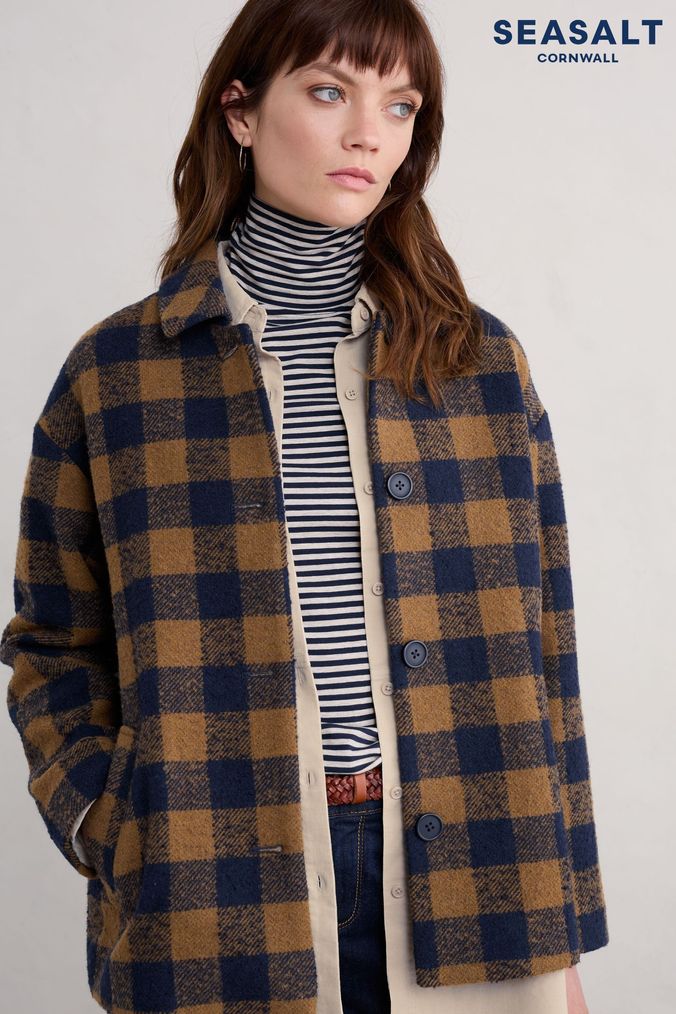 Women s Short Check Coats Jackets Next Official Site