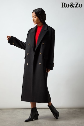 Ro&Zo Black Double Breasted Overcoat (AG9715) | £229