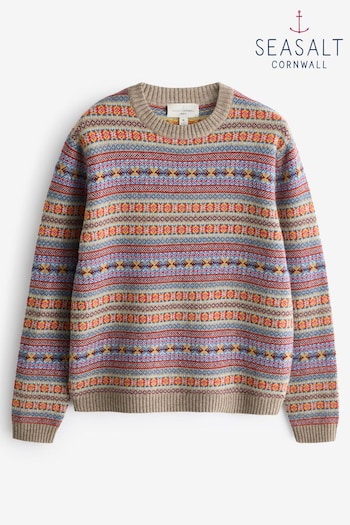 Seasalt Cornwall Orange/Blue Multi Mens Polventon Jumper (AG9930) | £100