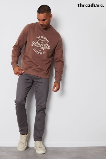 Threadbare Brown Boston Graphic Crew Neck Sweatshirt (AG9931) | £22