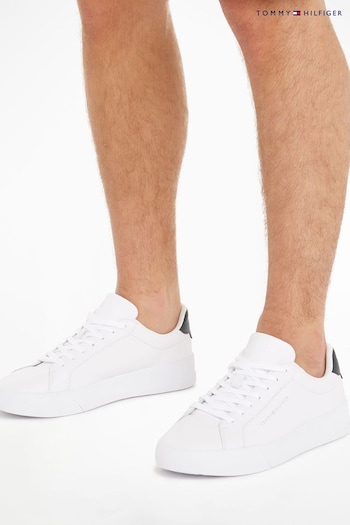 Tommy Hilfiger White Court Leather Trainers (AG9934) | £110