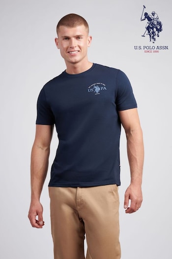 U.S. Polo Assn. Blue Mens Back Graphic 100% Cotton T-Shirt (AH1375) | £30