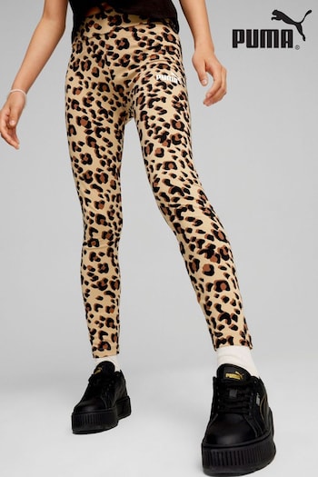 Puma Brown Kids Girls ESS+ ANIMAL Leggings (AH3909) | £25