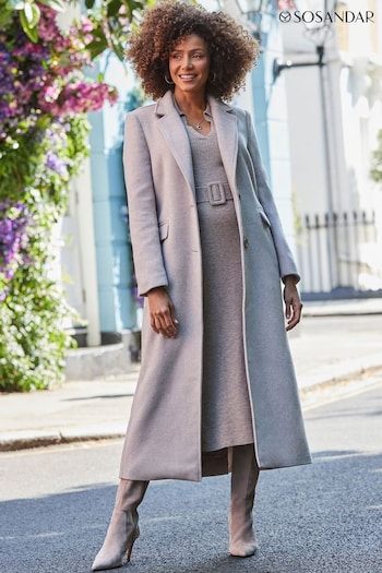 Sosandar Natural Fitted Longline Coat (AH4133) | £155