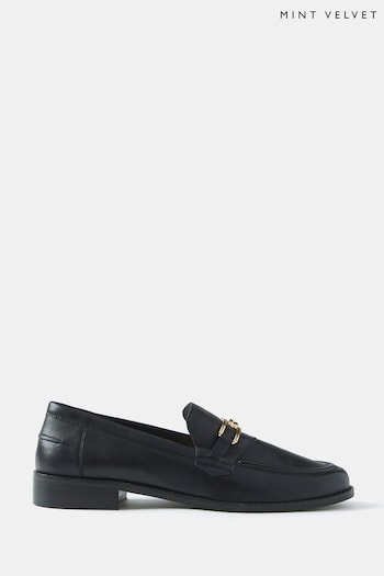 Mint Velvet Black Leather Classic Loafers (AH4284) | £119