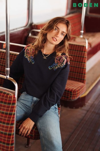 Boden Blue Emi Embroidered Sweatshirt (AH4356) | £80