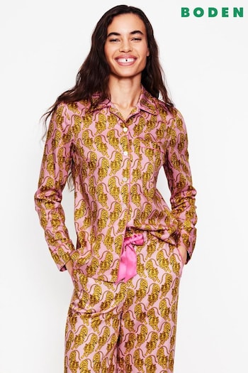 Boden Yellow Cotton Sateen Pyjamas Shirt (AH4375) | £40