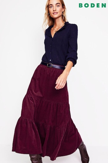 Boden Purple Viv Co-ord Tiered Maxi Skirt (AH4404) | £110