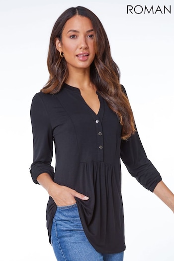 Roman Black Button Detail Tunic Top (AH4457) | £35