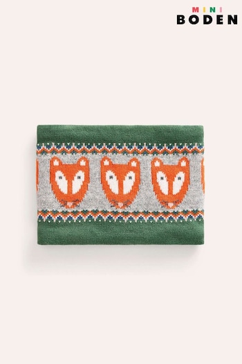 Boden Green Fox Fair Isle Pattern Knitted Snood Scarf (AH4683) | £21 - £23