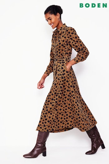 Boden Brown Aubrey Cord Midi Shirt Dress (AH4696) | £135