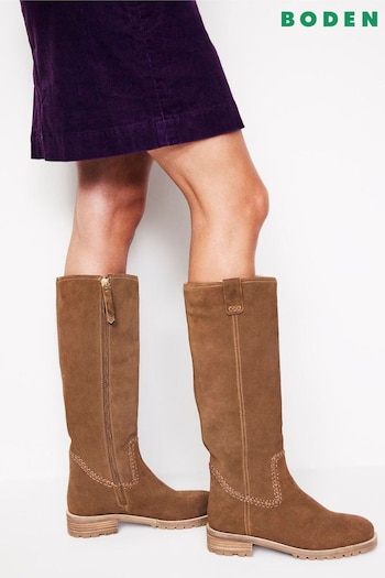 Boden Brown Flat Knee Boots (AH4699) | £230