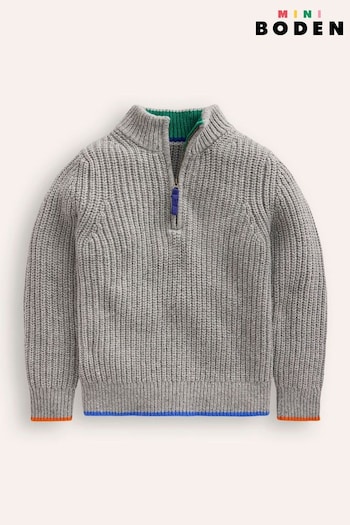 Boden Grey Heritage Quarter Zip Jumper (AH4712) | £37 - £42