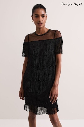 Phase Eight Black Viola Fringe Mini Black Dress (AH5516) | £139