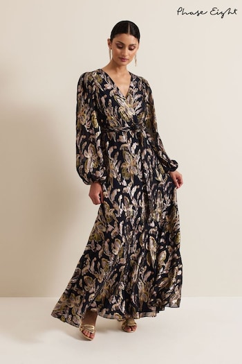 Phase Eight Black Ellio Silk Shimmer Maxi Dress (AH5539) | £0