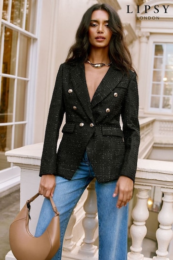 Lipsy Black Double Breasted Boucle Blazer (AH5731) | £72