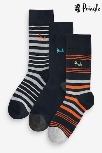 Pringle Blue Fashion Multi Stripe Crew Socks 3 pack (AH6503) | £14