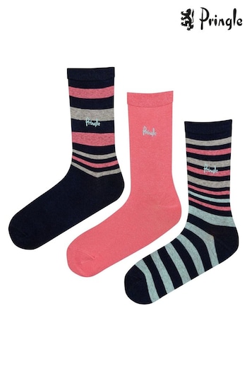 Pringle Blue Fashion Stripe Crew Socks 3 pack (AH6516) | £14