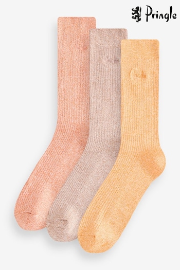 Pringle Orange Bamboo Light Leisure Twist Yarn Crew Socks 3 pack (AH6555) | £14