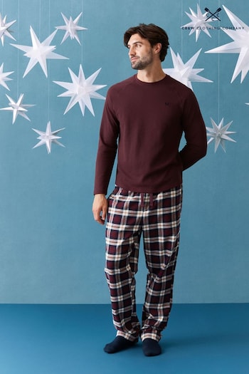 Crew Clothing Company Red Flannel Lounge 100% Cotton Trousers (AH6656) | £49