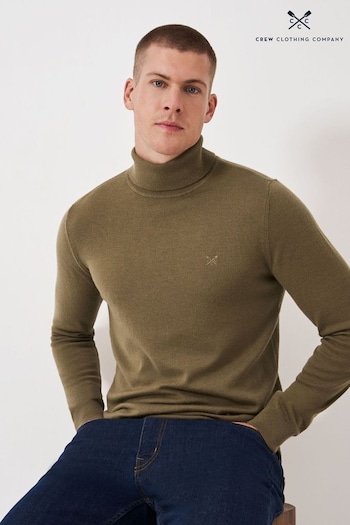 Crew Clothing Company Merino Roll Neck Knit Brown Jumper (AH6696) | £80