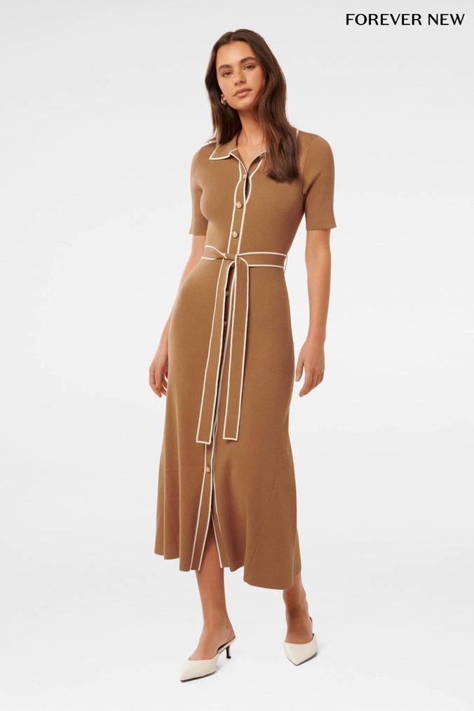 BEC BRIDGE sleeveless drop waist dress Bianco ArvindShops Buy Women s New In Brown Midi Summer Dress Plain Collared Dresses Online